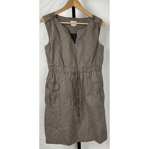 Anthropologie Dress Cargo Sleeveless‎ Pockets Brown Coquille Small Cottage Boho